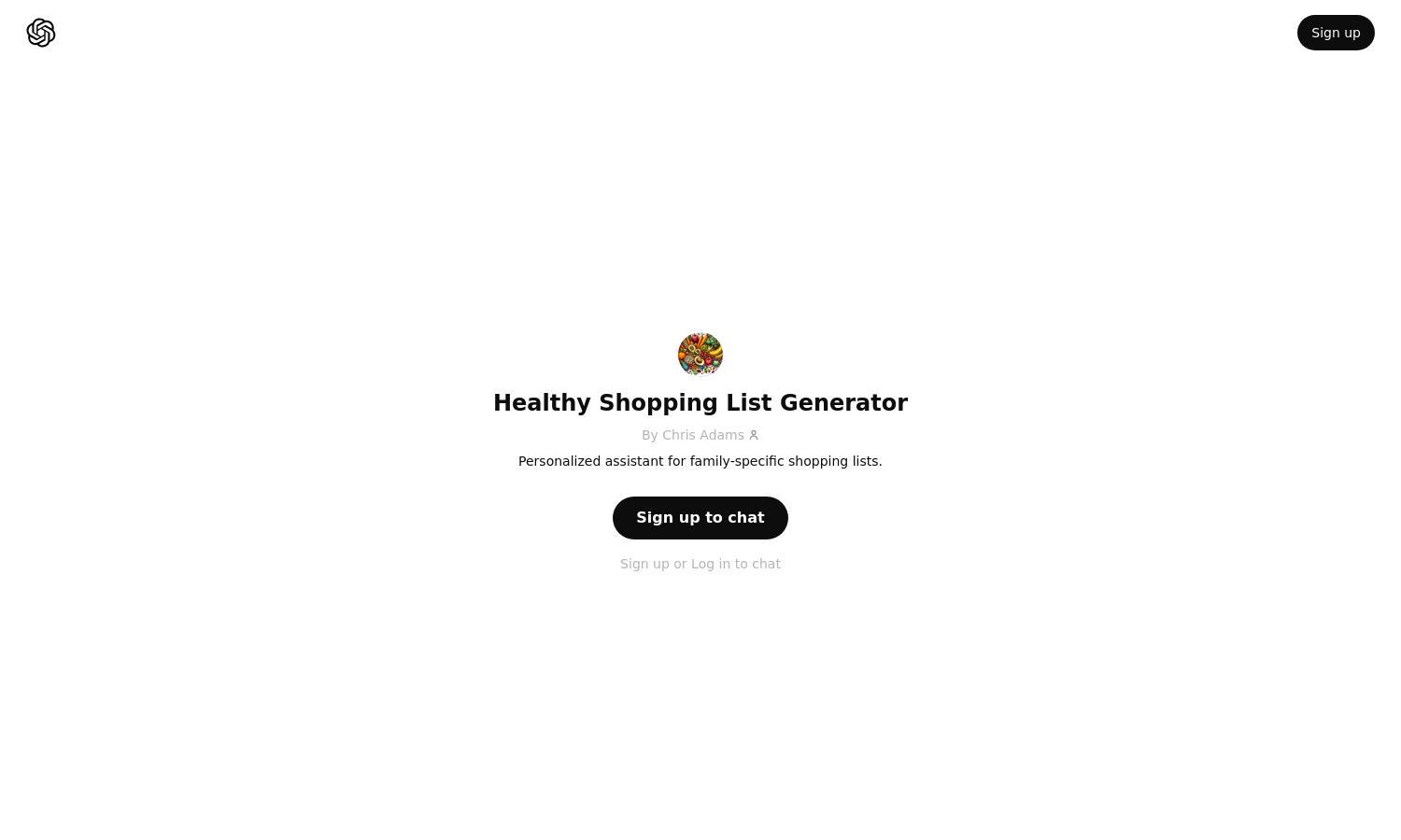 ChatGPT - Healthy Shopping List Generator Website