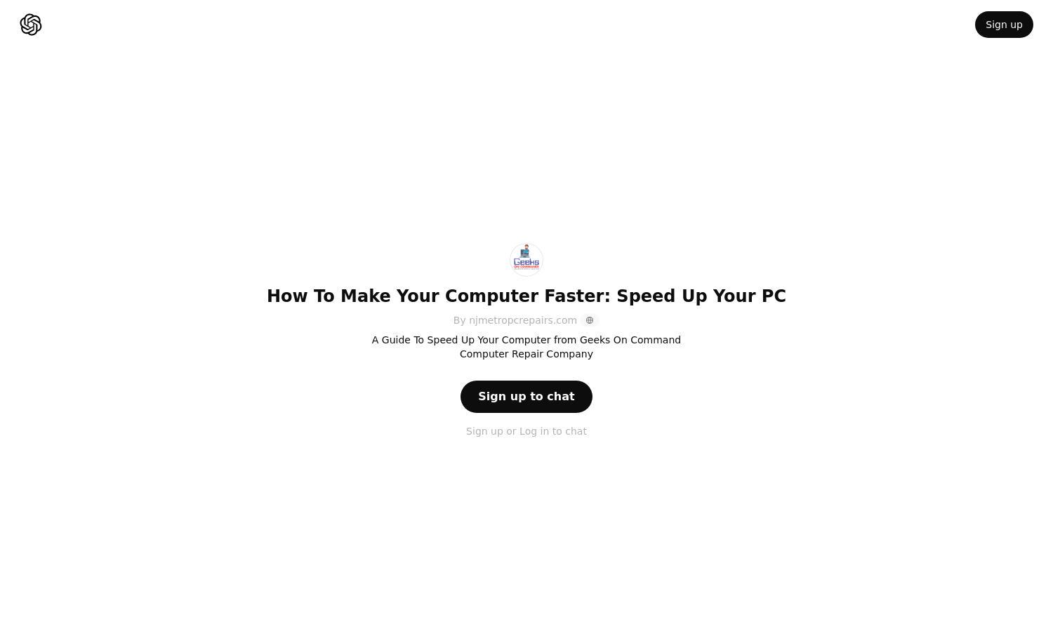 ChatGPT - How To Make Your Computer Faster: Speed Up Your PC Website