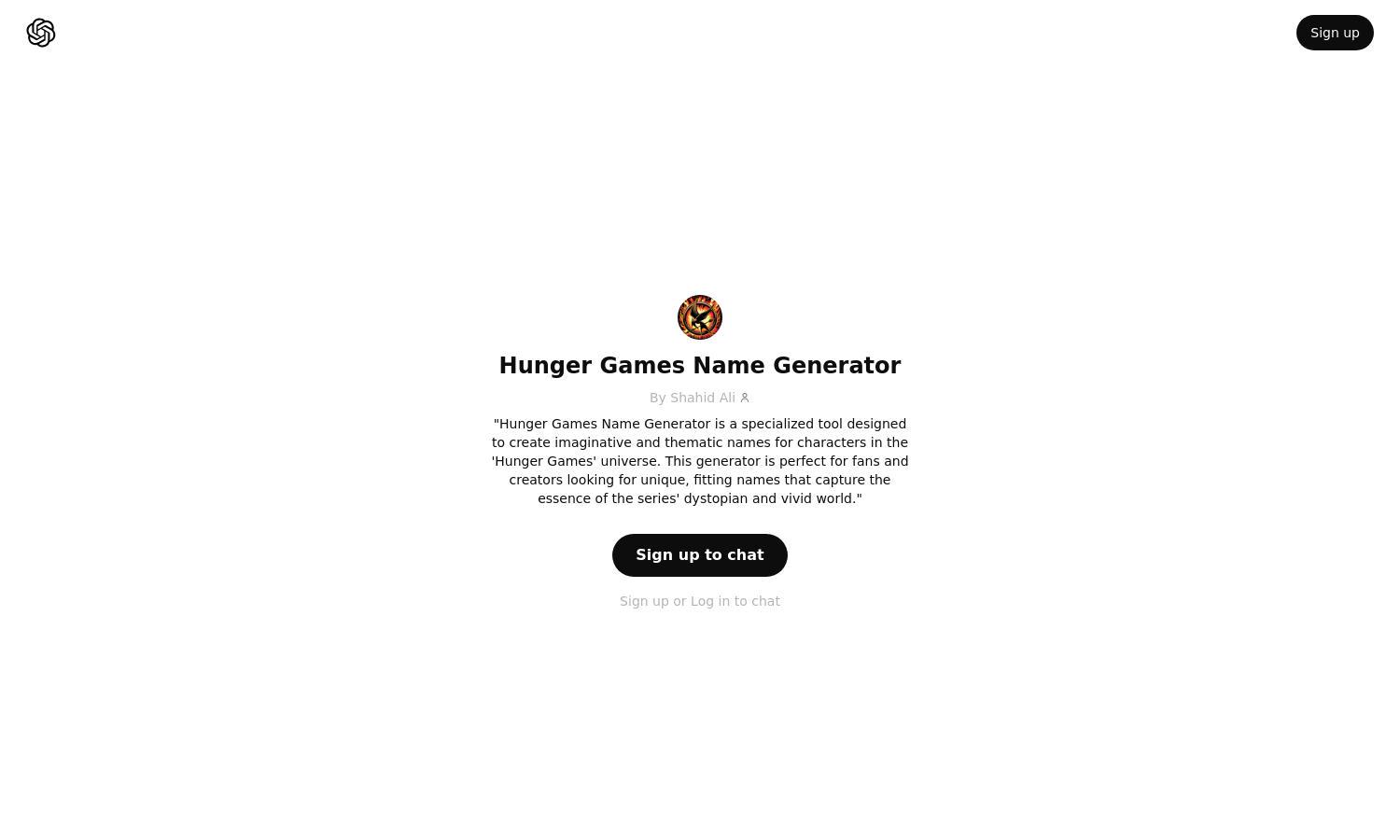 ChatGPT - Hunger Games Name Generator Website