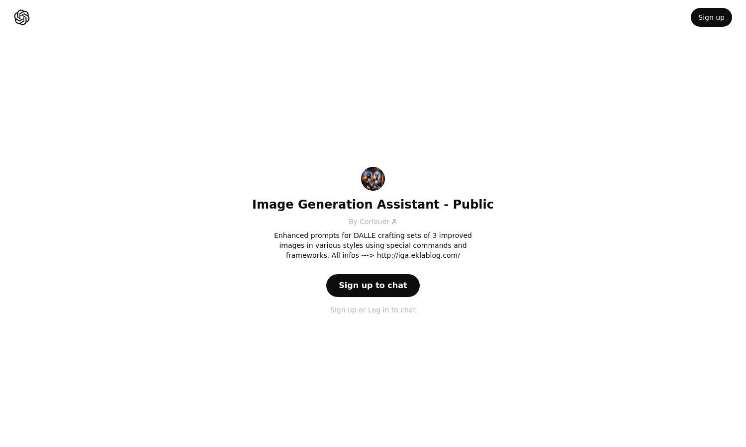 ChatGPT - Image Generation Assistant - Public Website