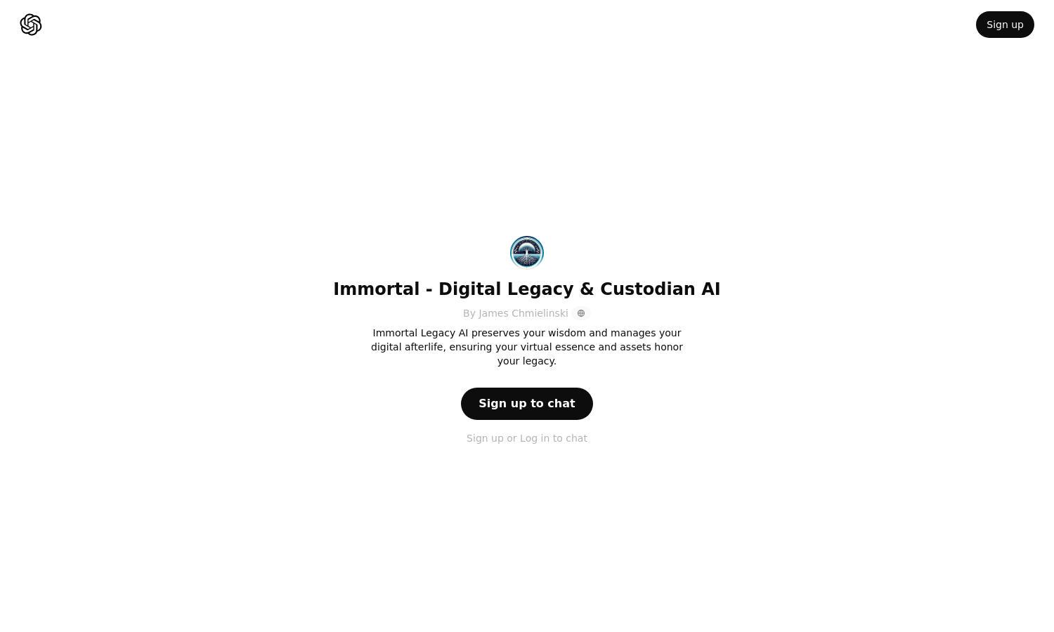 ChatGPT - Immortal - Digital Legacy & Custodian AI Website