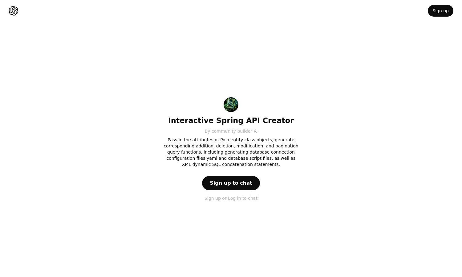 ChatGPT - Interactive Spring API Creator Website