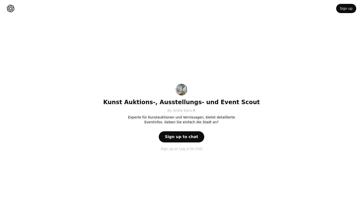 ChatGPT - Kunst Auktions-, Ausstellungs- und Event Scout Website