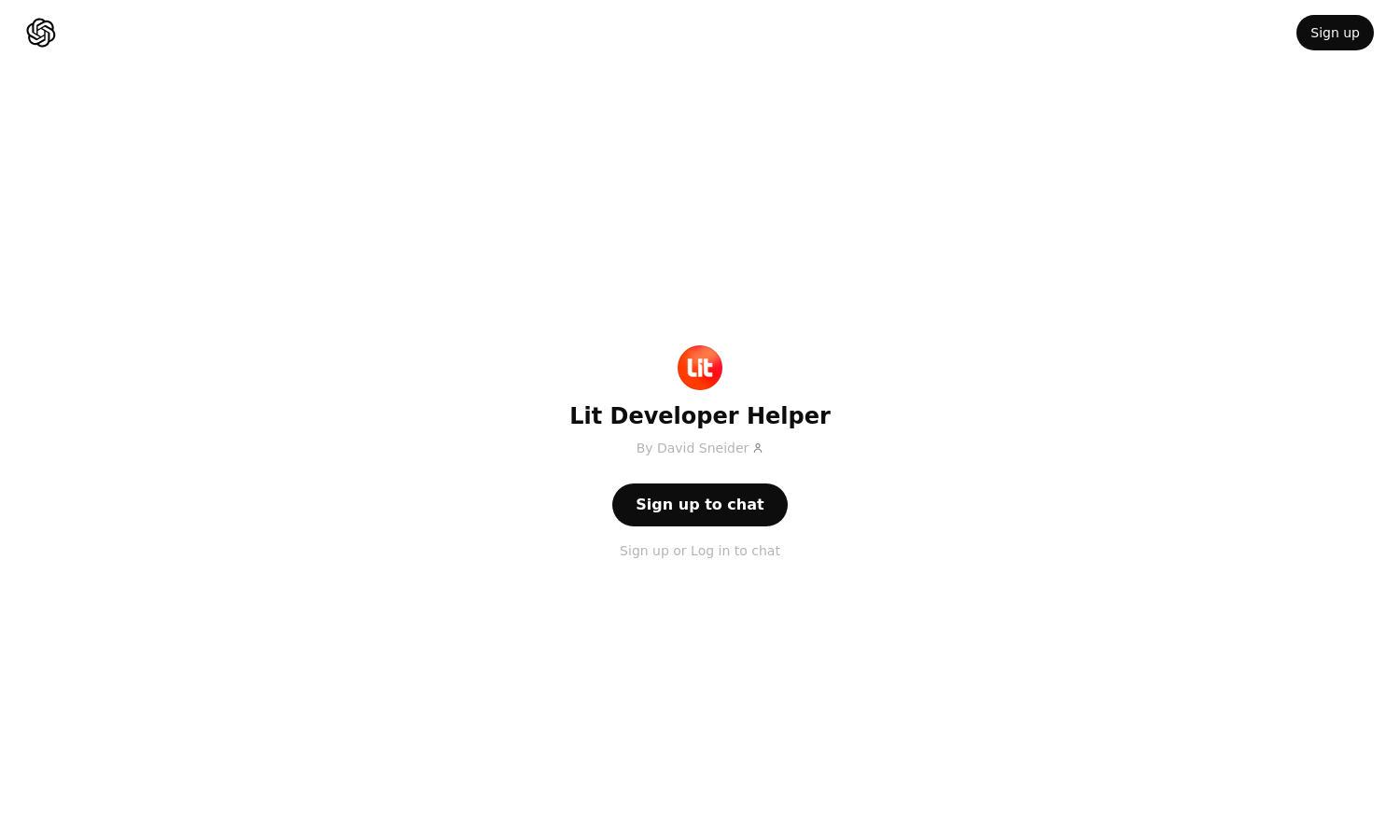 ChatGPT - Lit Developer Helper Website