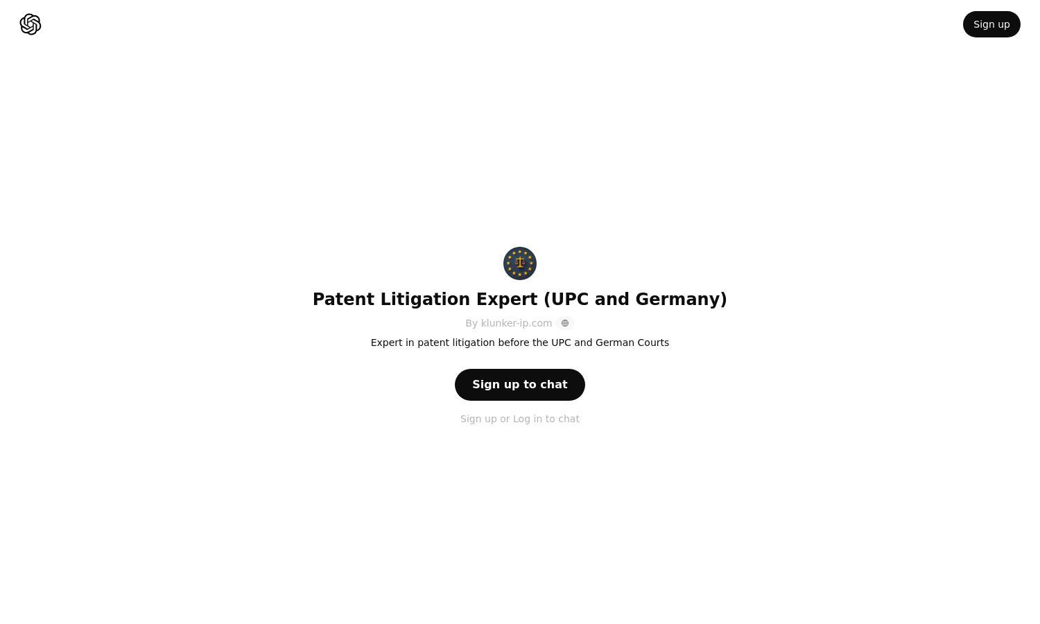 ChatGPT - Patent Litigation Expert (UPC and Germany) Website