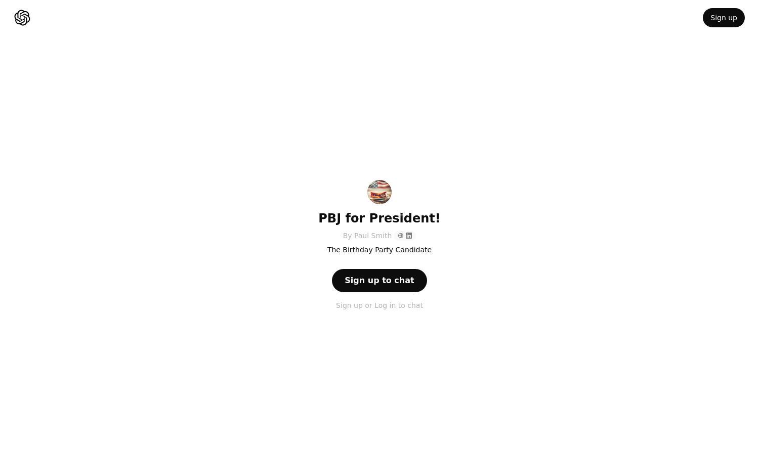 ChatGPT - PBJ for President! Website