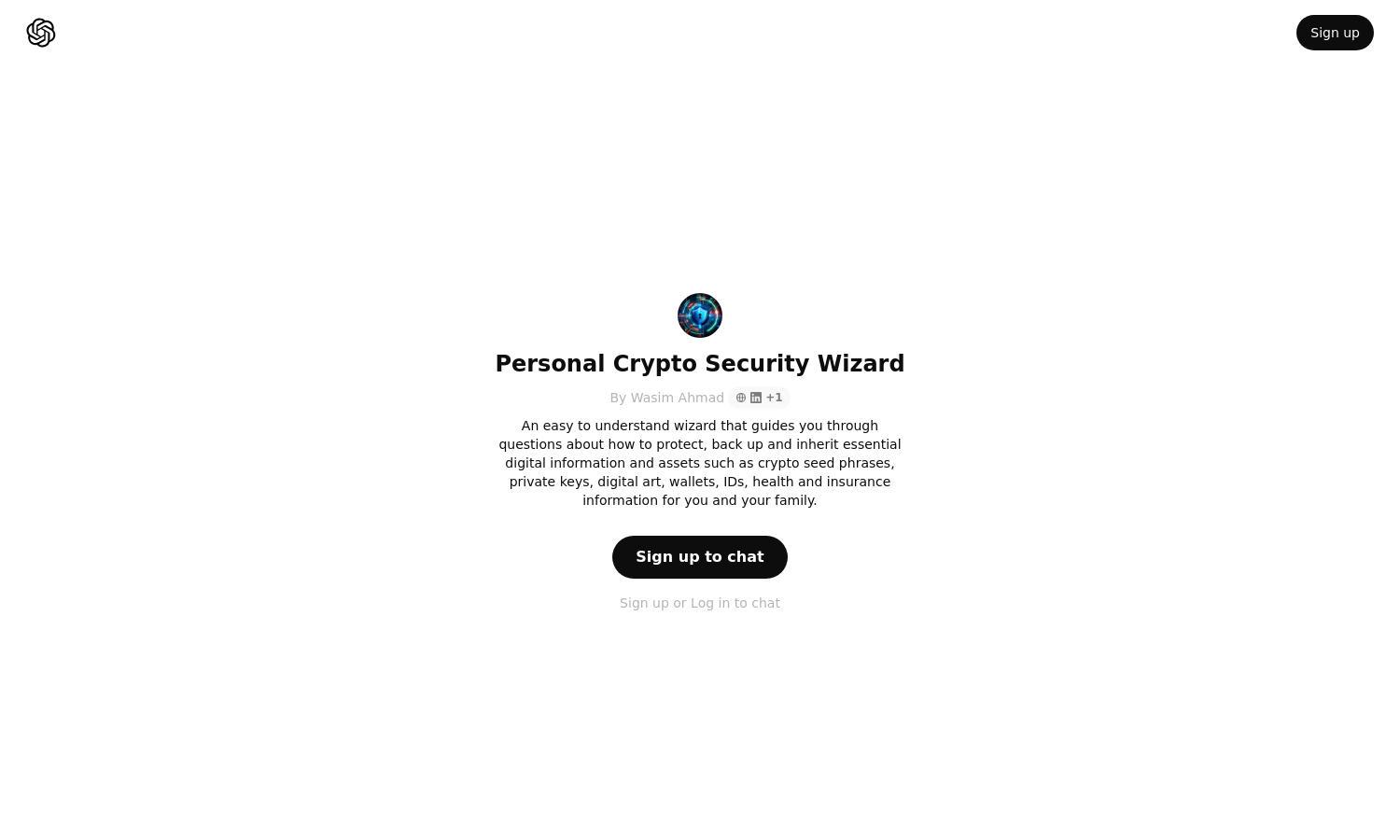 ChatGPT - Personal Crypto Security Wizard Website