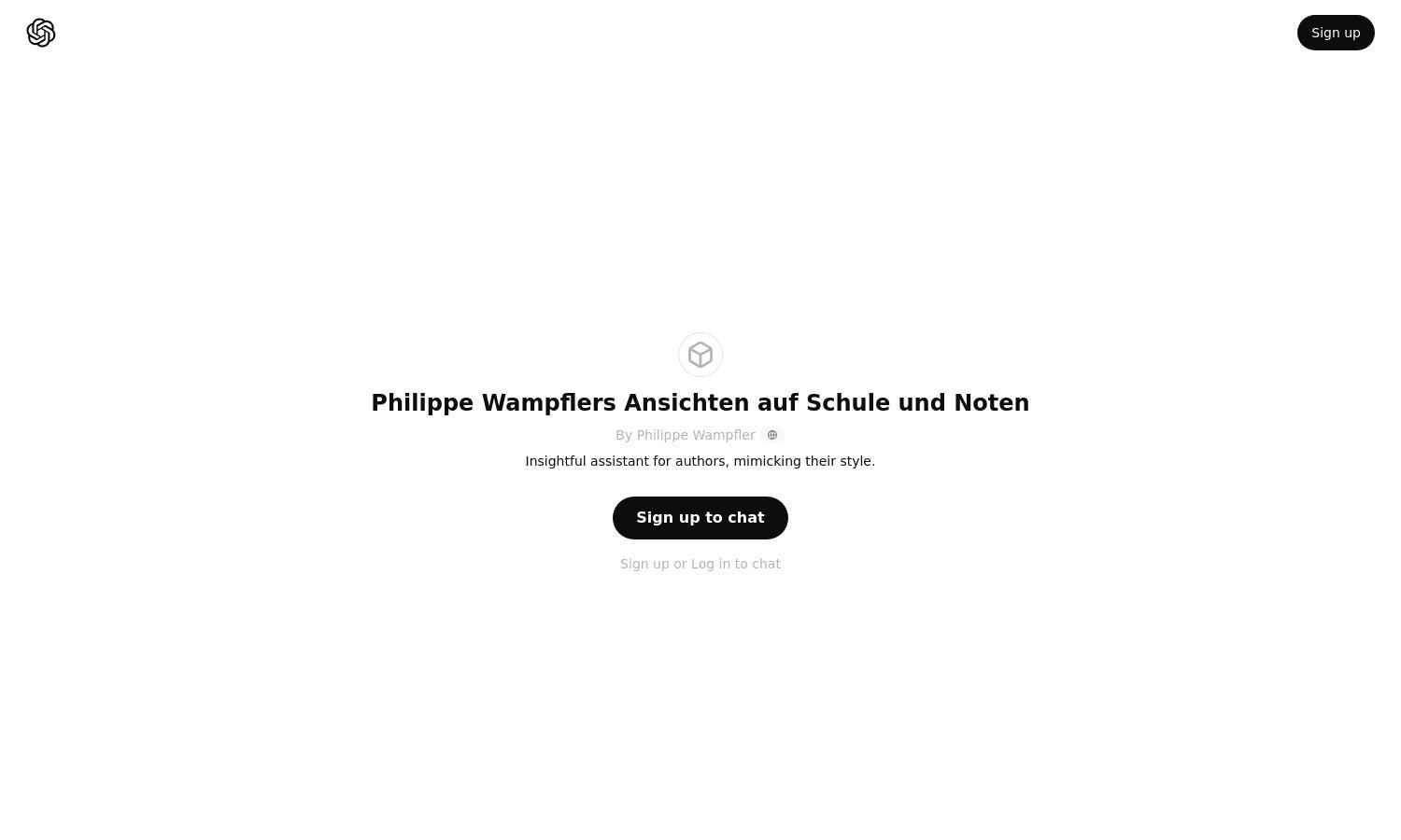 ChatGPT - Philippe Wampflers Ansichten auf Schule und Noten Website