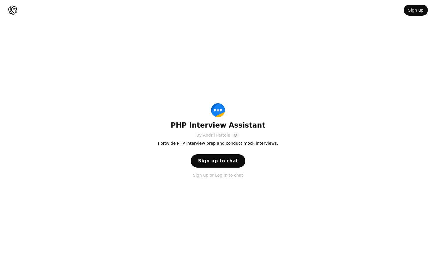 ChatGPT - PHP Interview Assistant Website