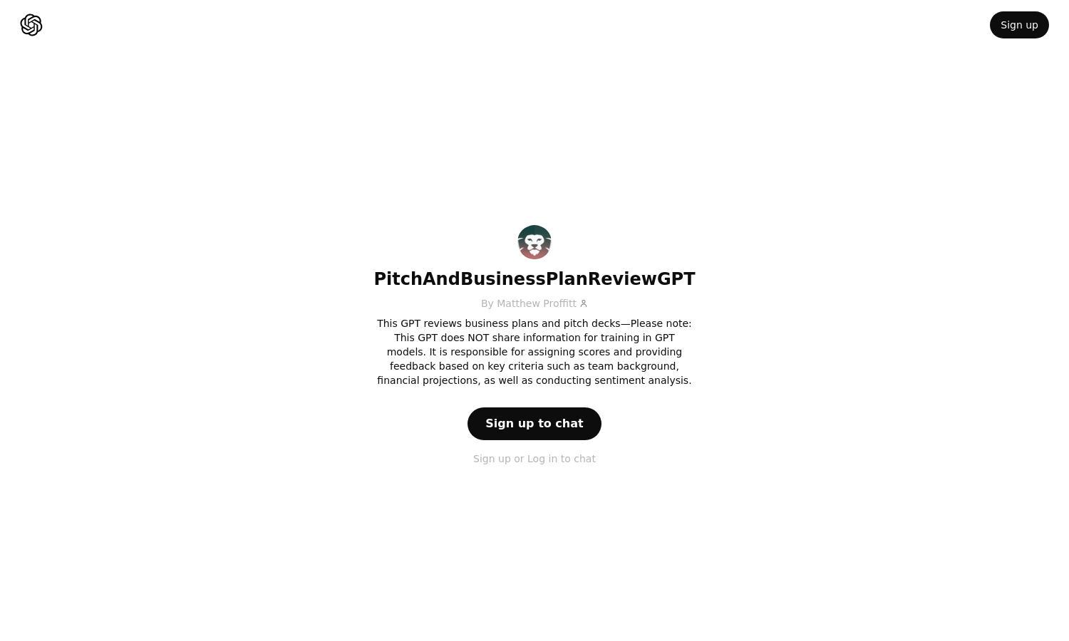 ChatGPT - PitchAndBusinessPlanReviewGPT Website