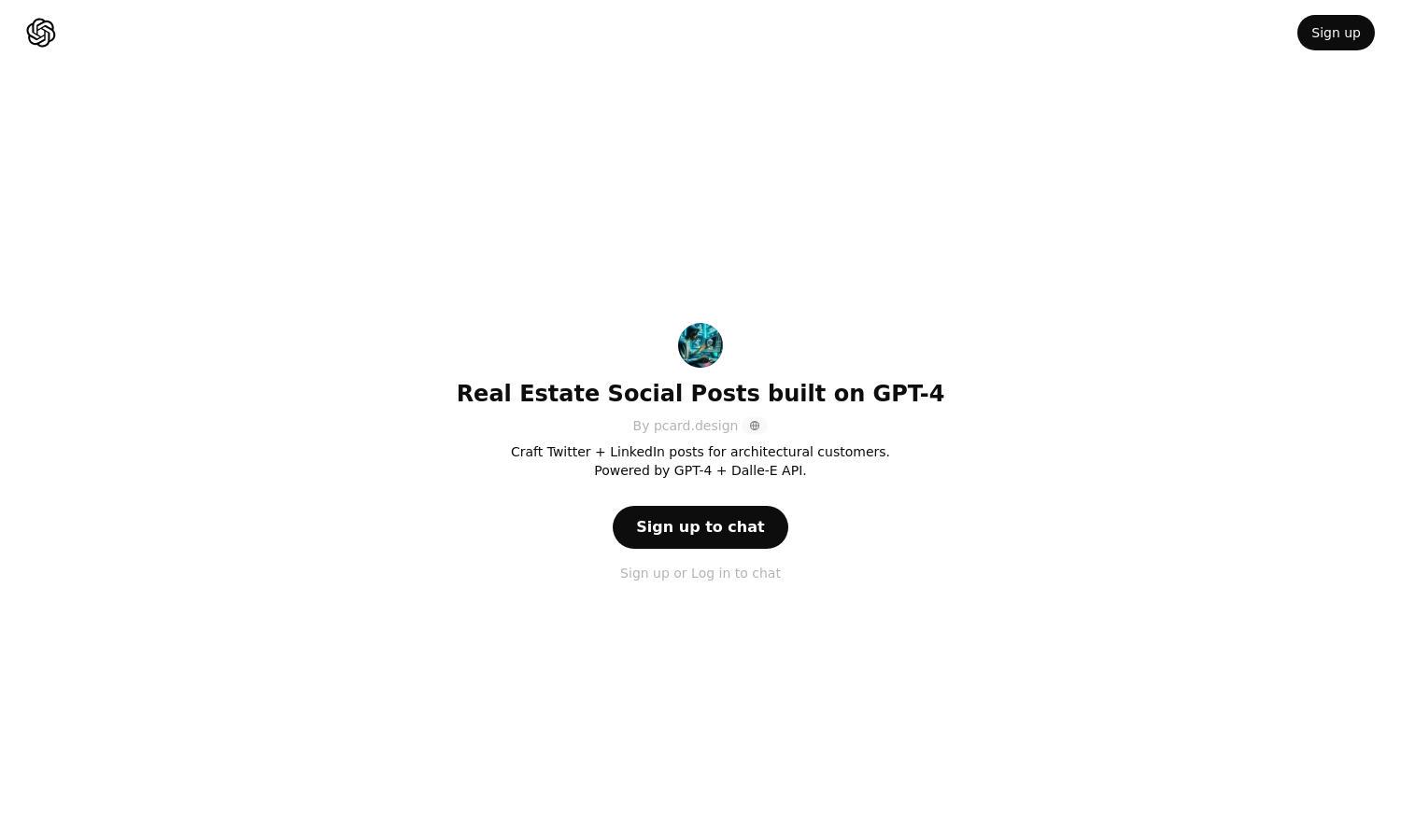 ChatGPT - Real Estate Social Posts built on GPT-4 Website