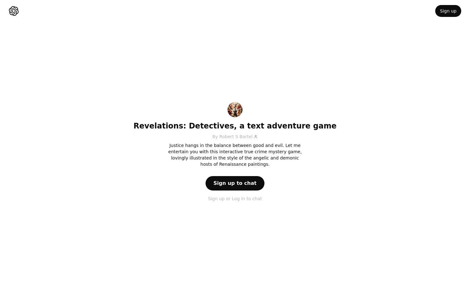 ChatGPT - Revelations: Detectives, a text adventure game Website