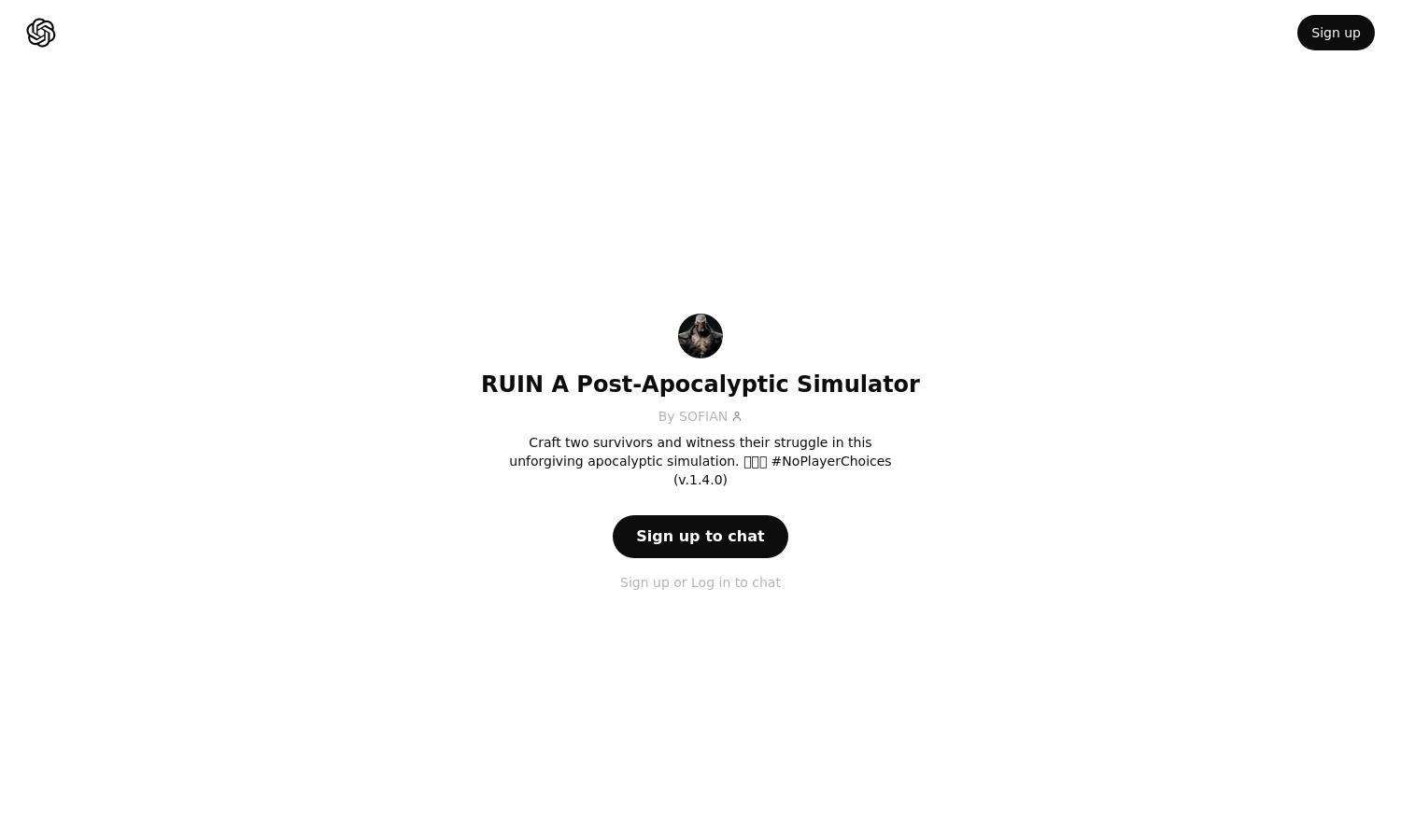 ChatGPT - RUIN A Post-Apocalyptic Simulator Website