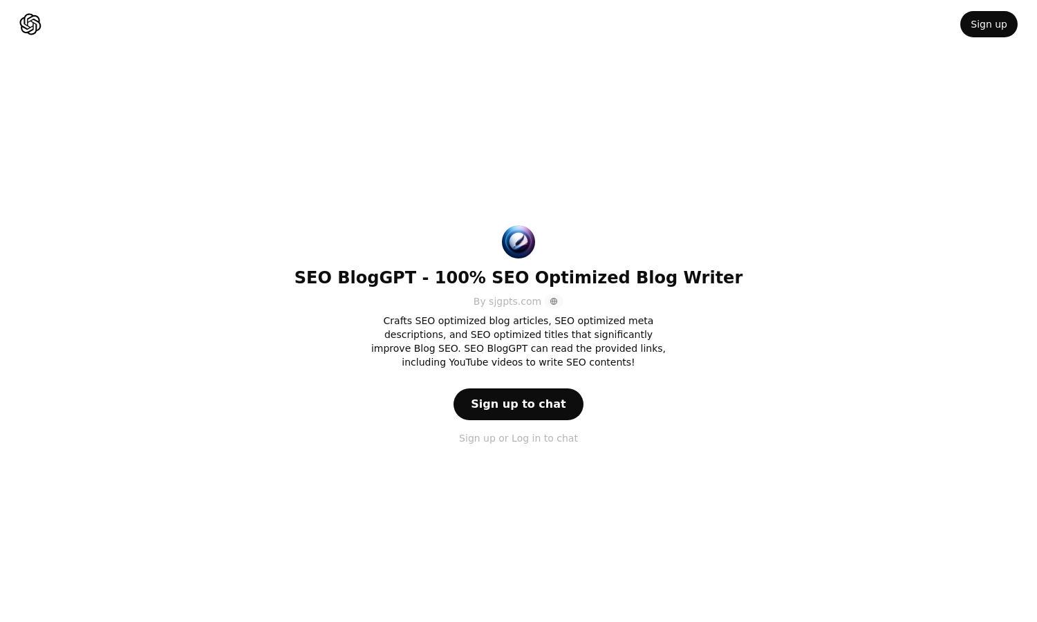 ChatGPT - SEO BlogGPT - 100% SEO Optimized Blog Writer Website