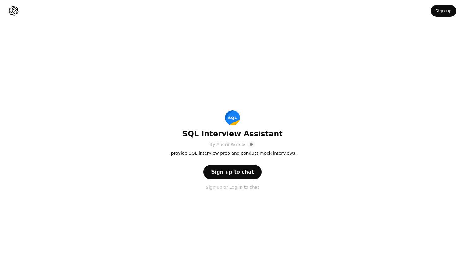 ChatGPT - SQL Interview Assistant Website