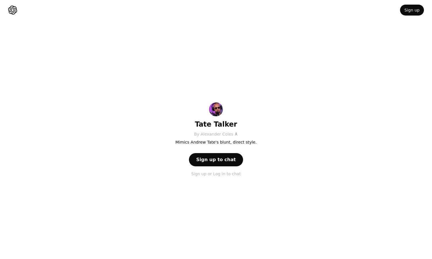 ChatGPT - Tate Talker Website