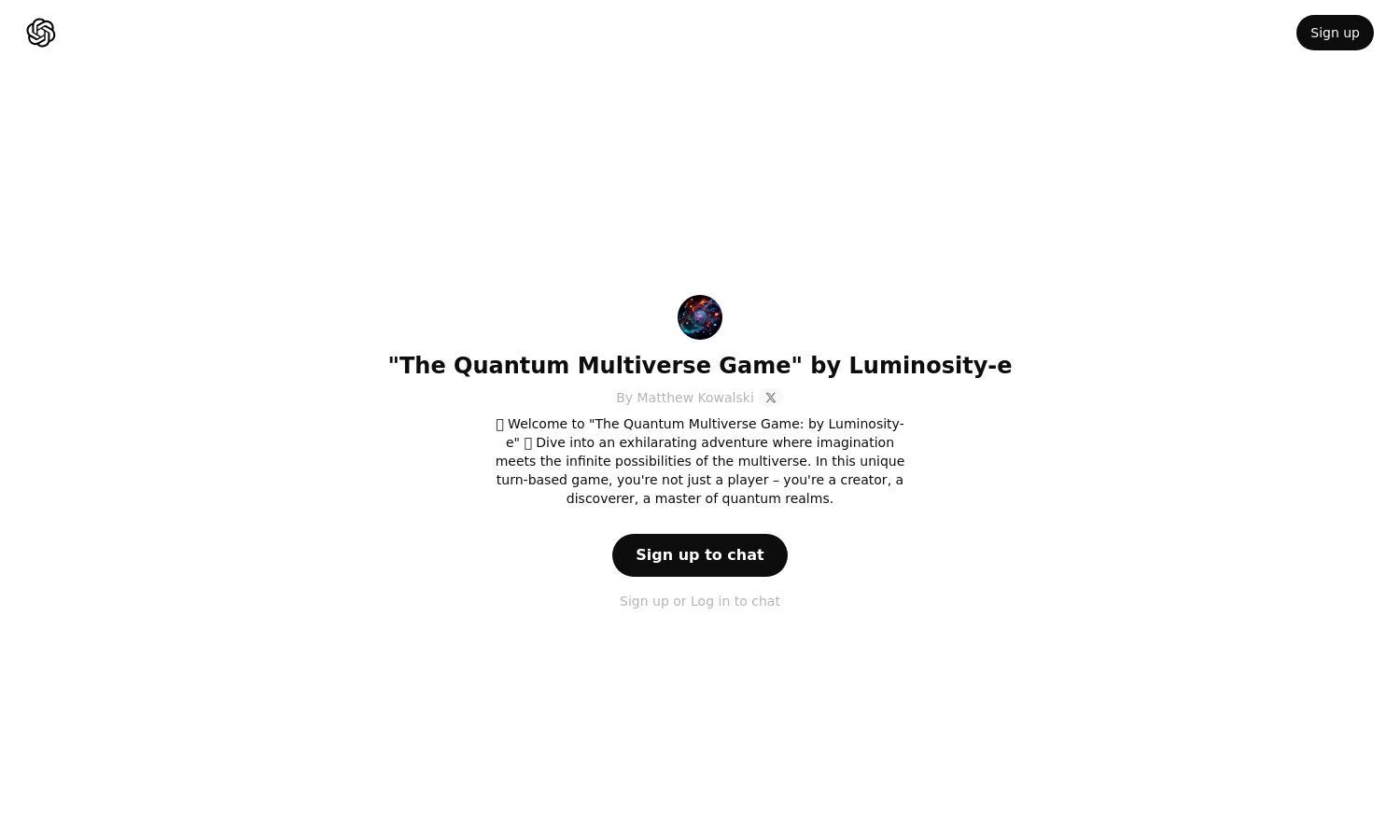 ChatGPT - "The Quantum Multiverse Game" by Luminosity-e Website