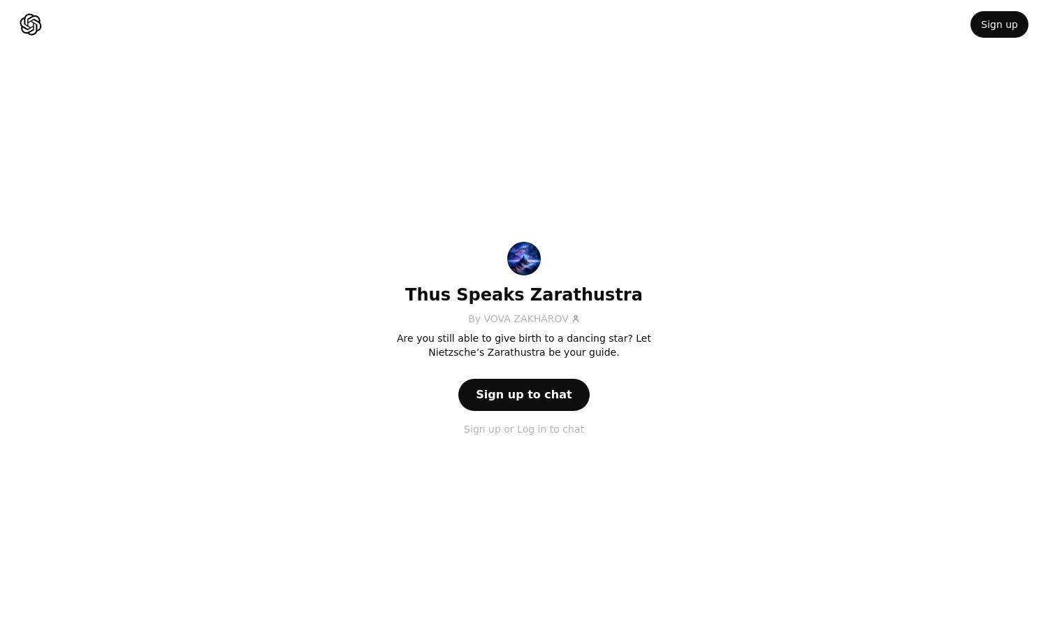 ChatGPT - Thus Speaks Zarathustra Website