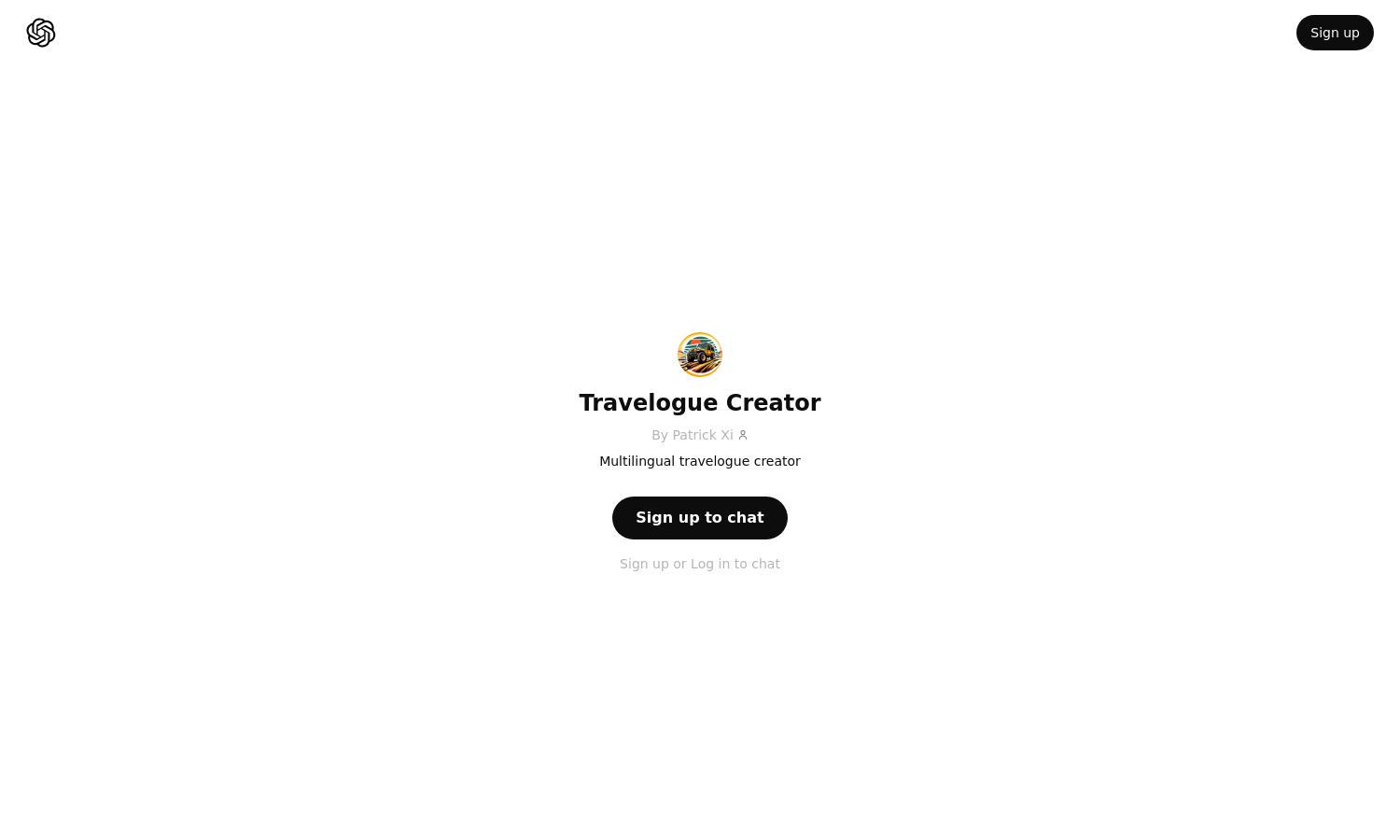 ChatGPT - Travelogue Creator Website