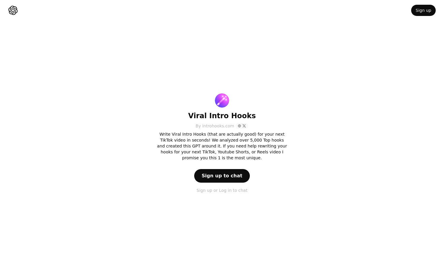 ChatGPT - Viral Intro Hooks Website