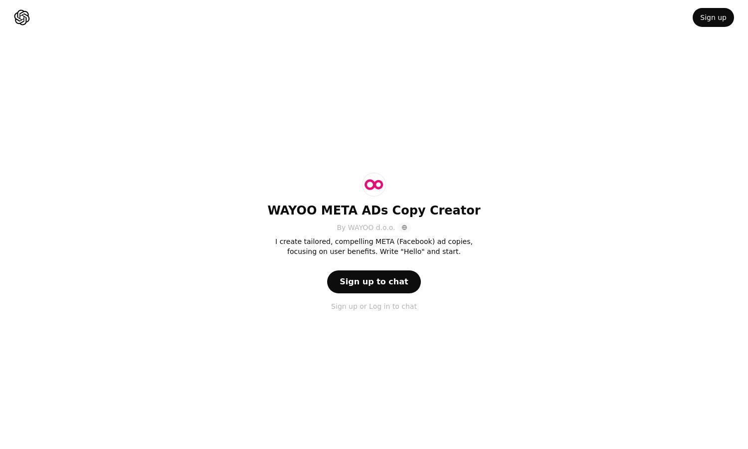 ChatGPT - WAYOO META ADs Copy Creator Website