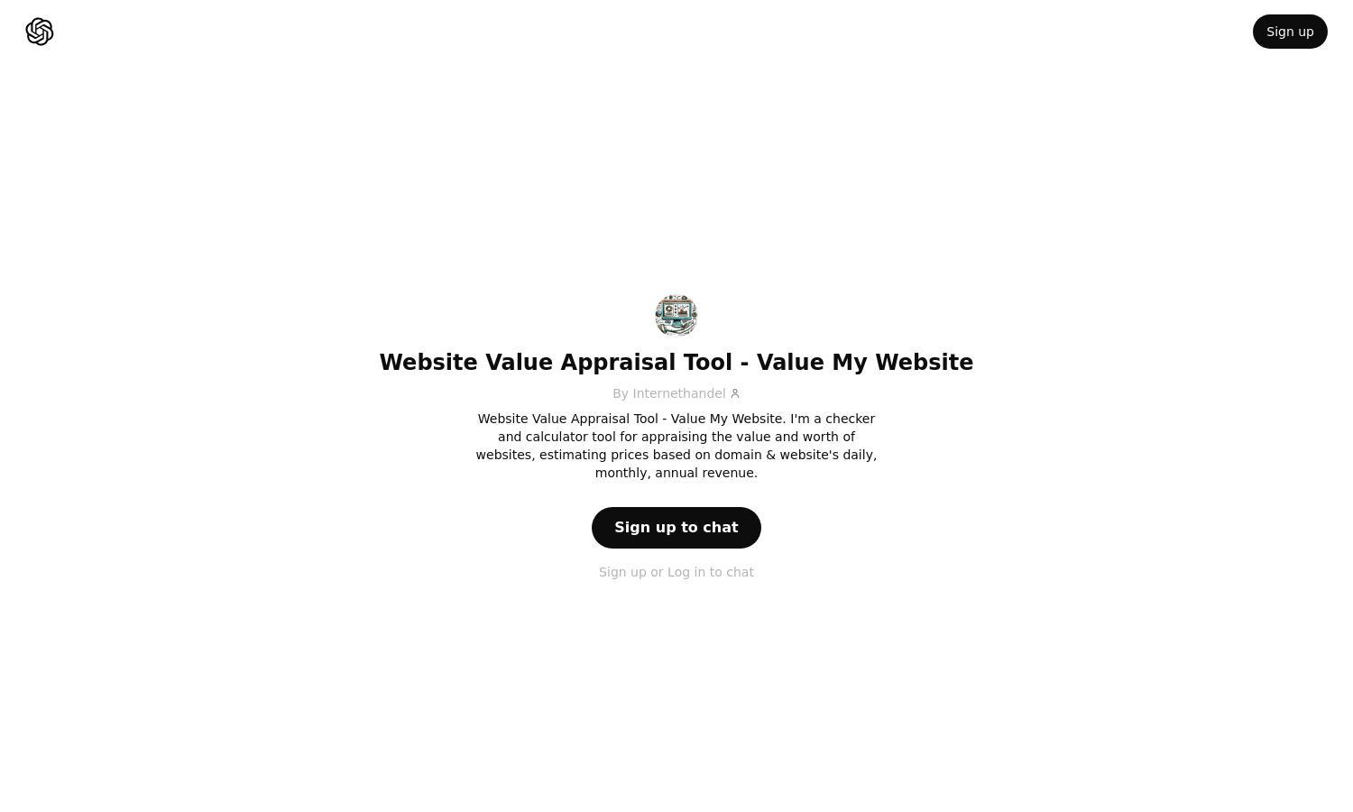 ChatGPT - Website Value Appraisal Tool - Value My Website Website