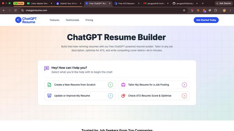 ChatGpt Resume Builder screenshot