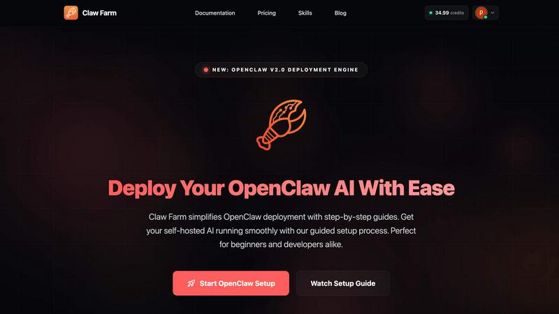 Claw Farm application interface and features
