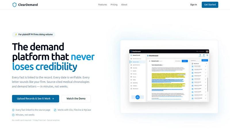 ClearDemand application interface and features