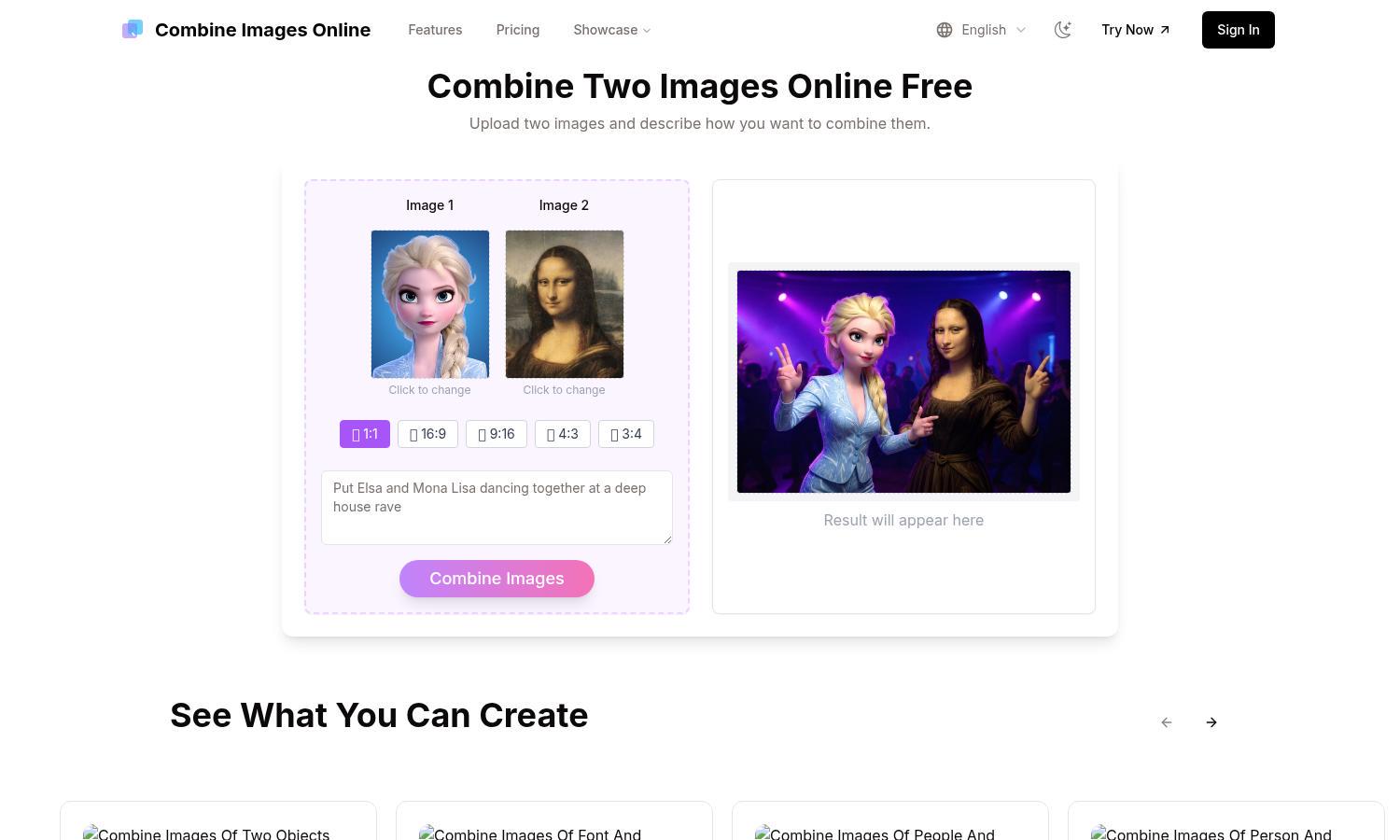 Combine Images Online Website