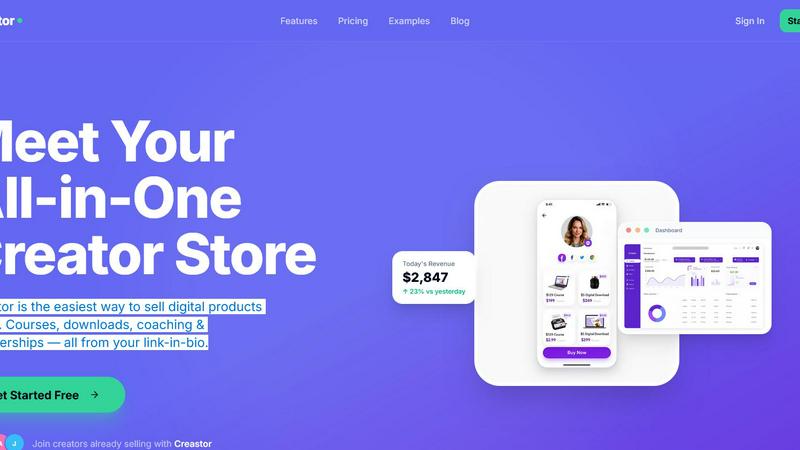 Creastor application interface and features