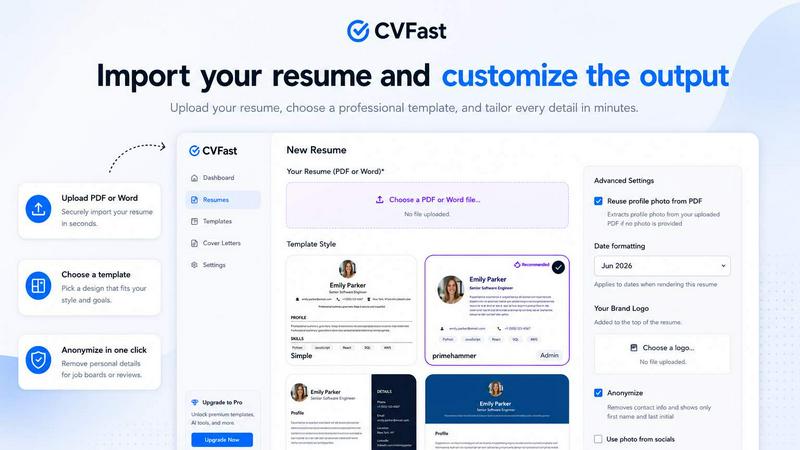 CVFAST application interface and features
