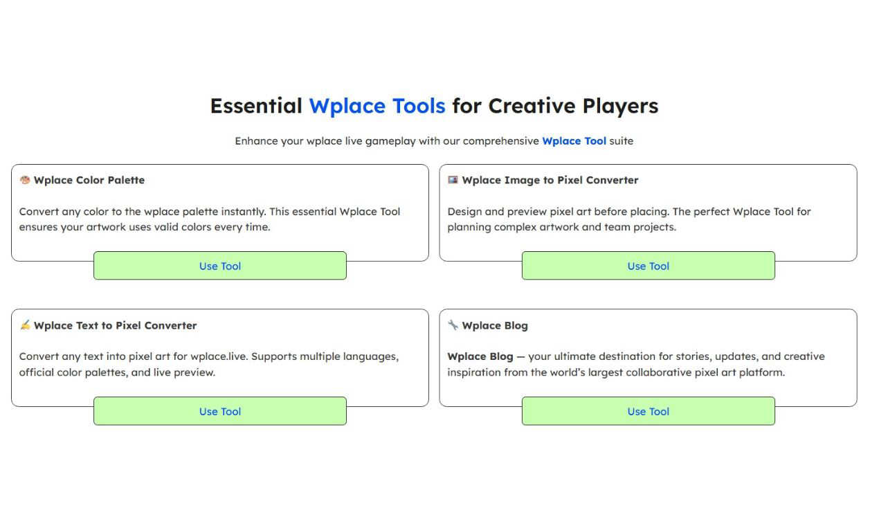 Wplace application interface and features
