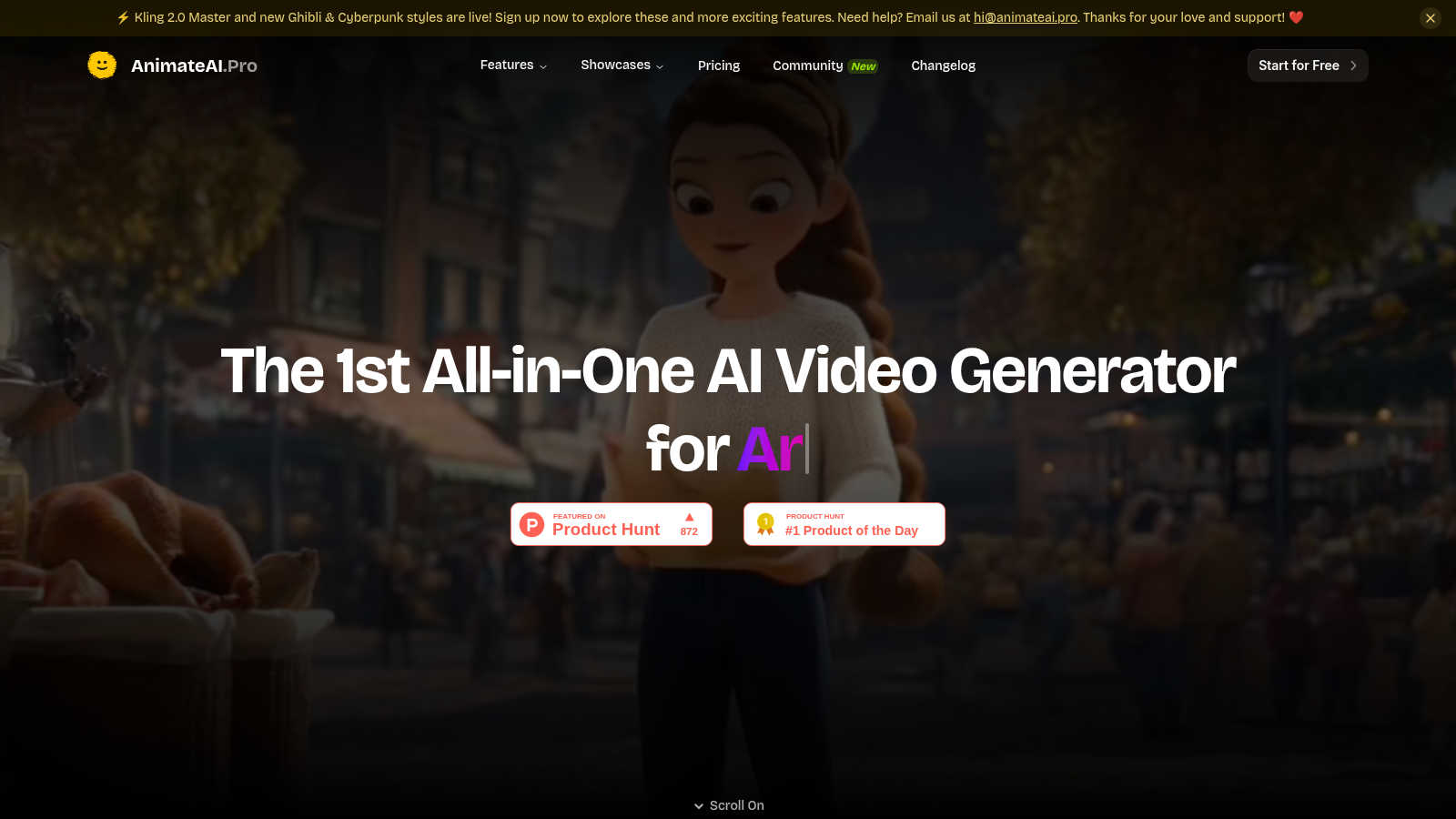 Animate AI application interface and features