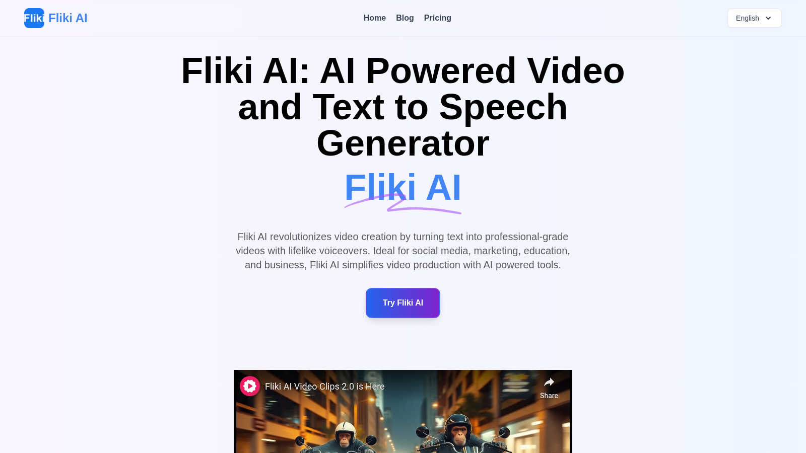 Fliki application interface and features