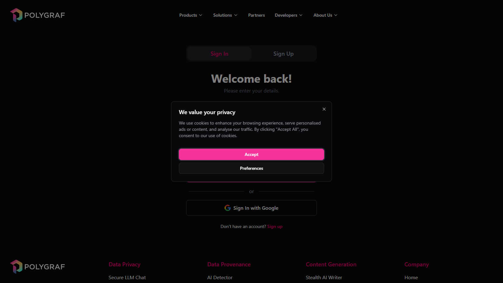 Polygraf AI Content Detector application interface and features