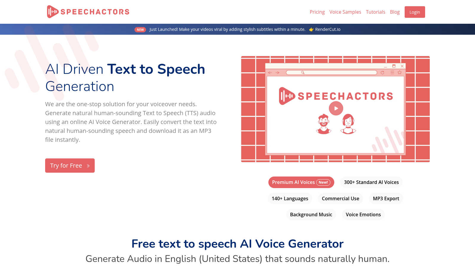Speechactors application interface and features
