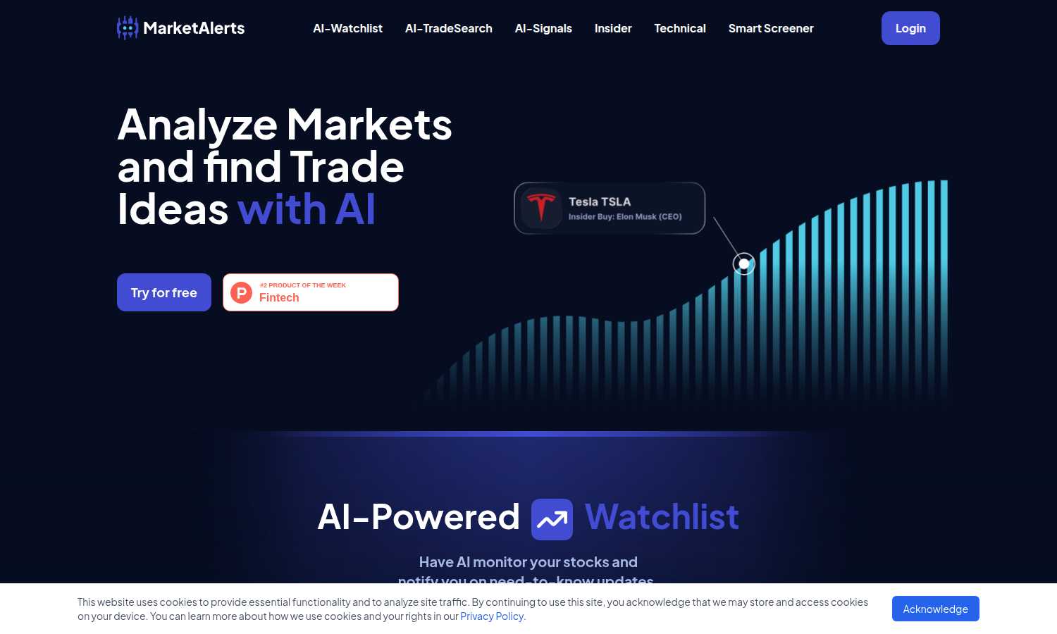 MarketAlerts application interface and features