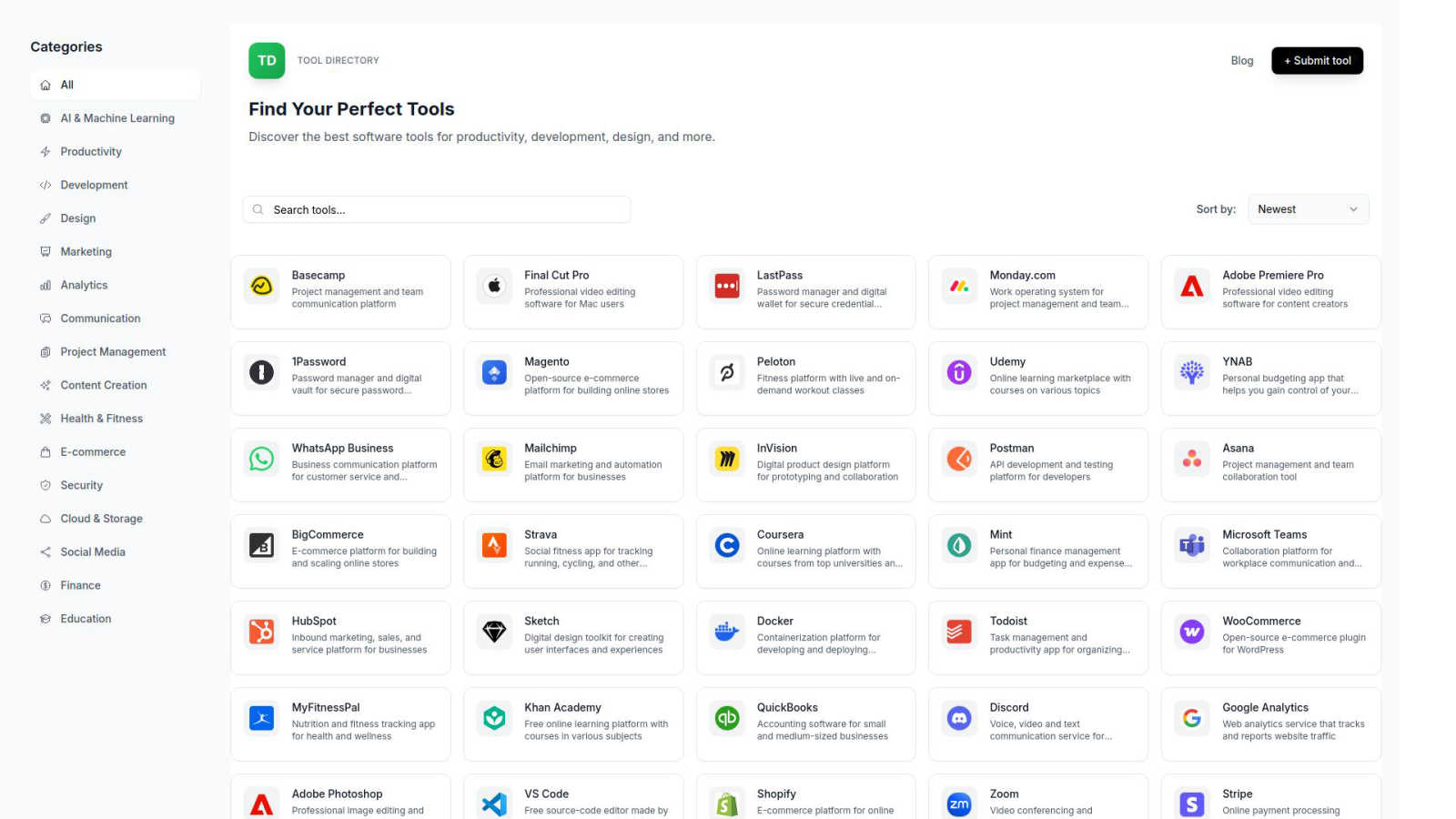 Uno Directory application interface and features