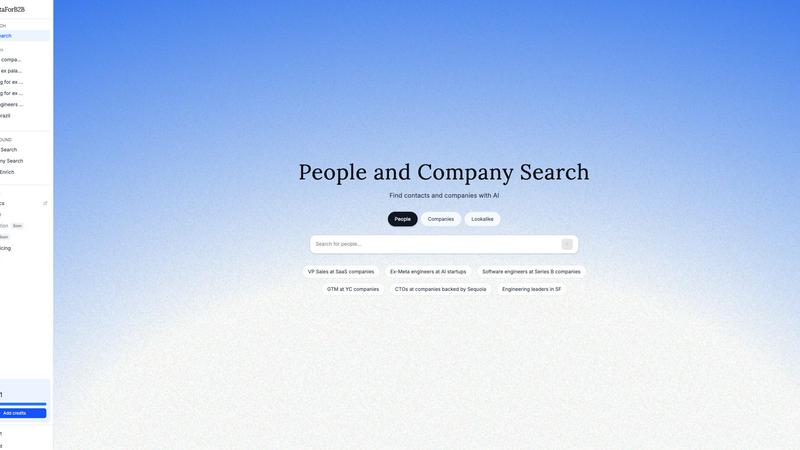 DataForB2B application interface and features