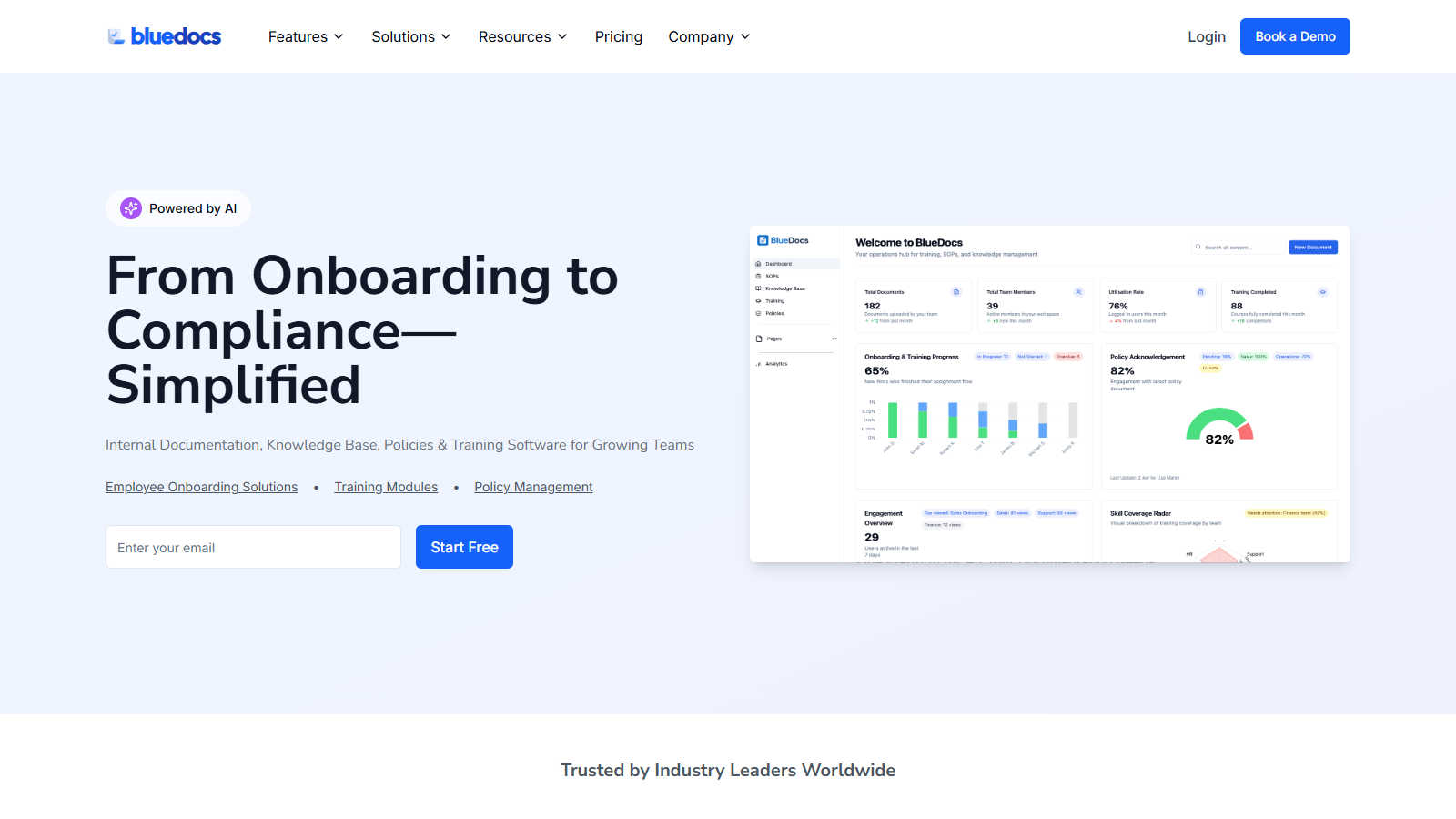 BlueDocs application interface and features