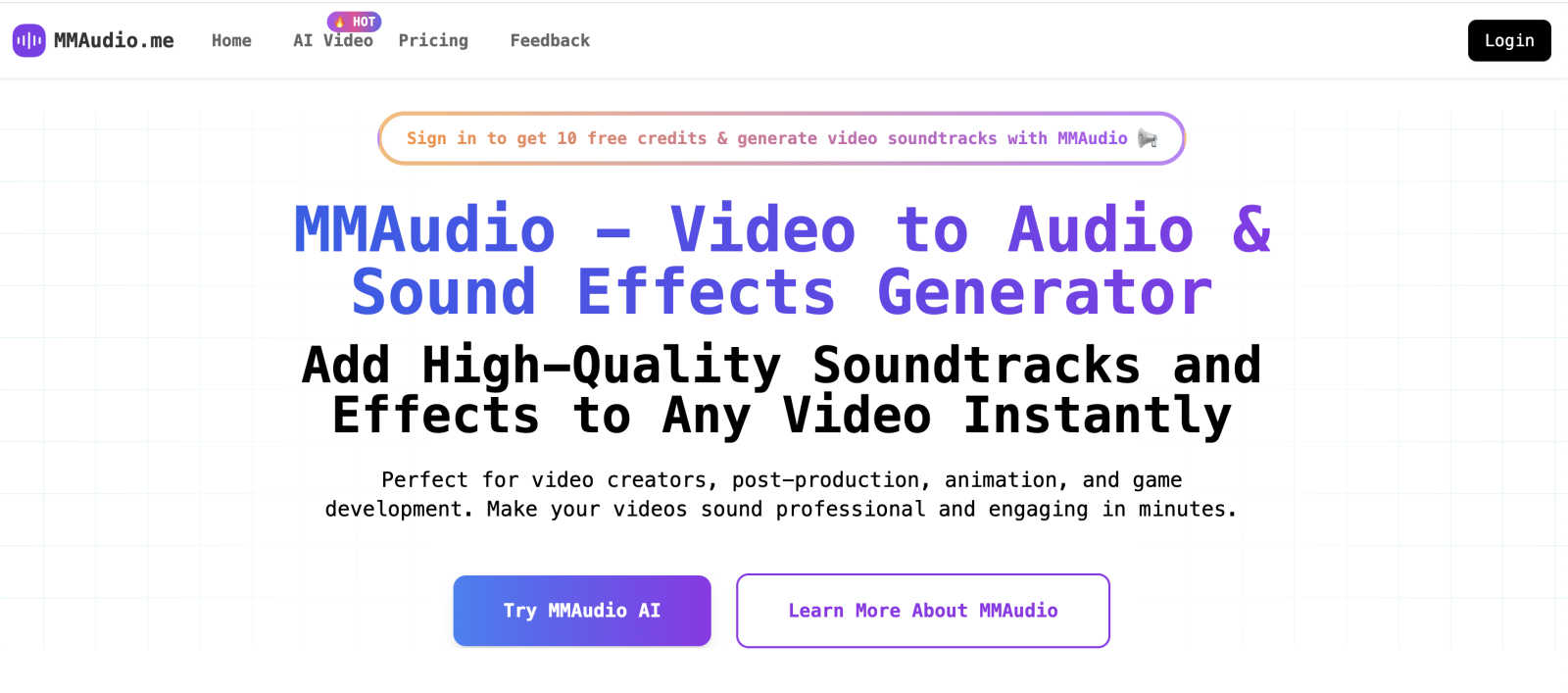 MMAudio application interface and features