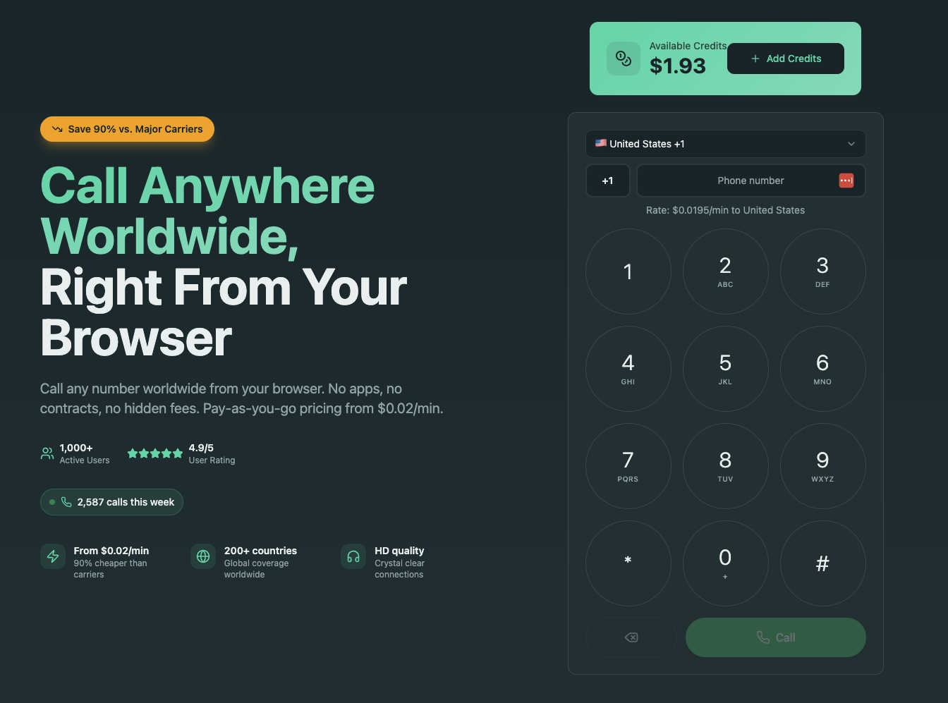 Caller application interface and features
