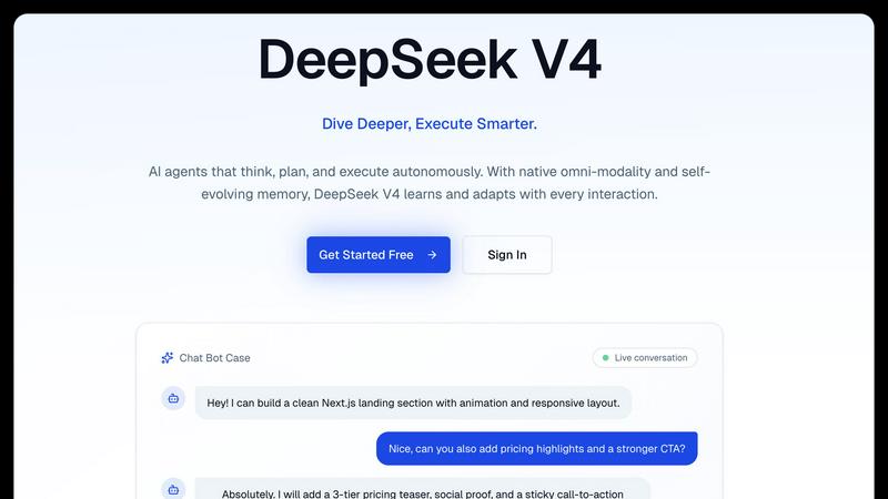 DeepSeek V4 application interface and features