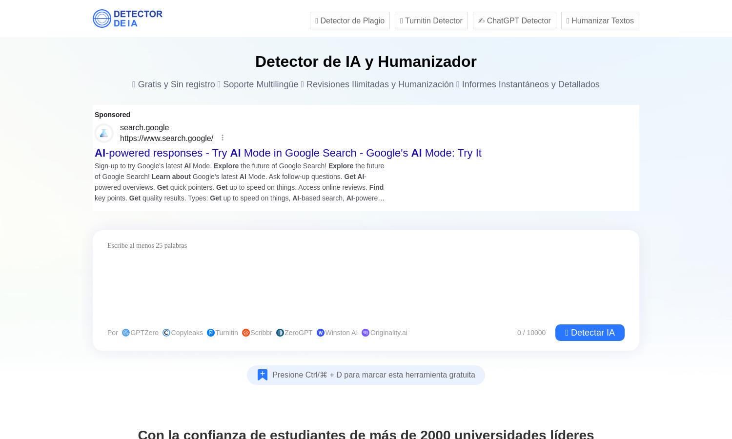 Detector de IA y Humanizador Website
