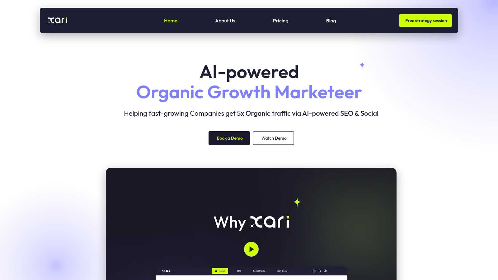 Xari application interface and features