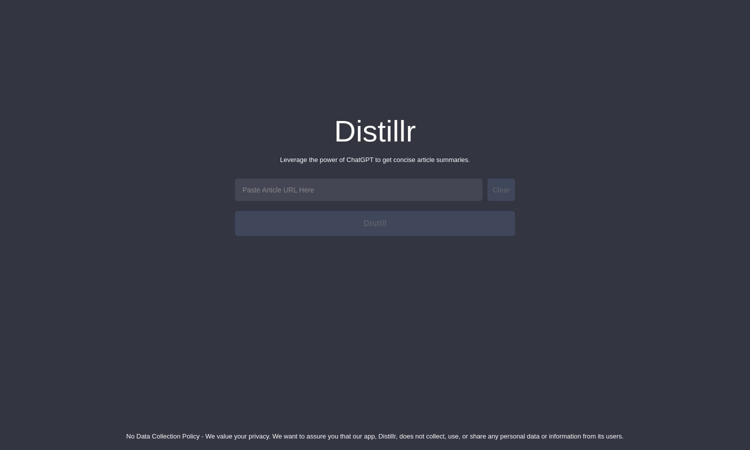 Distillr Website