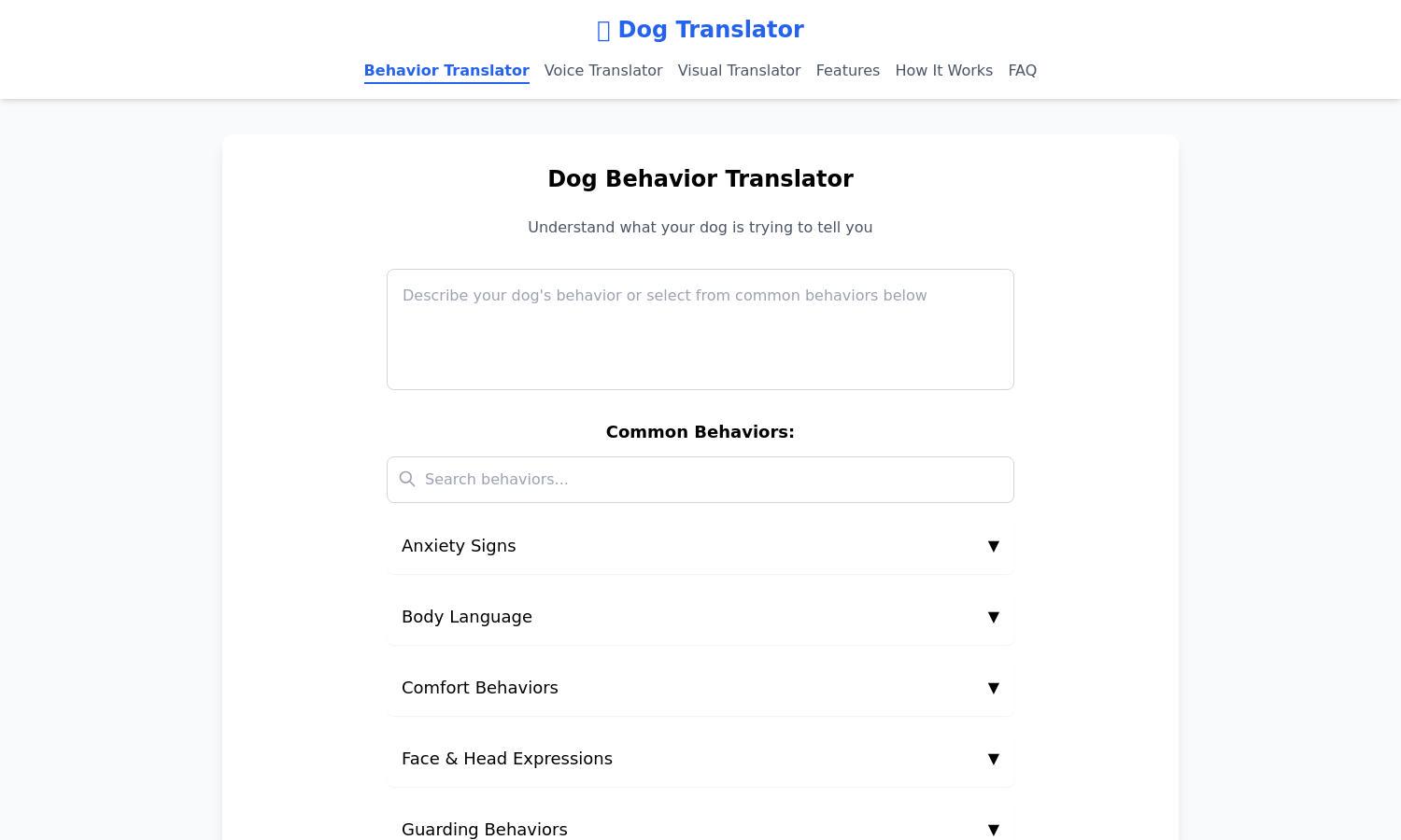 Dog Translator Website