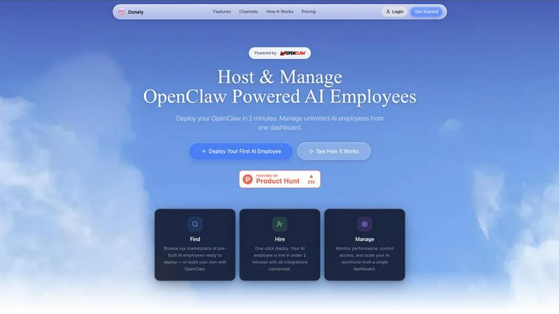 Donely application interface and features