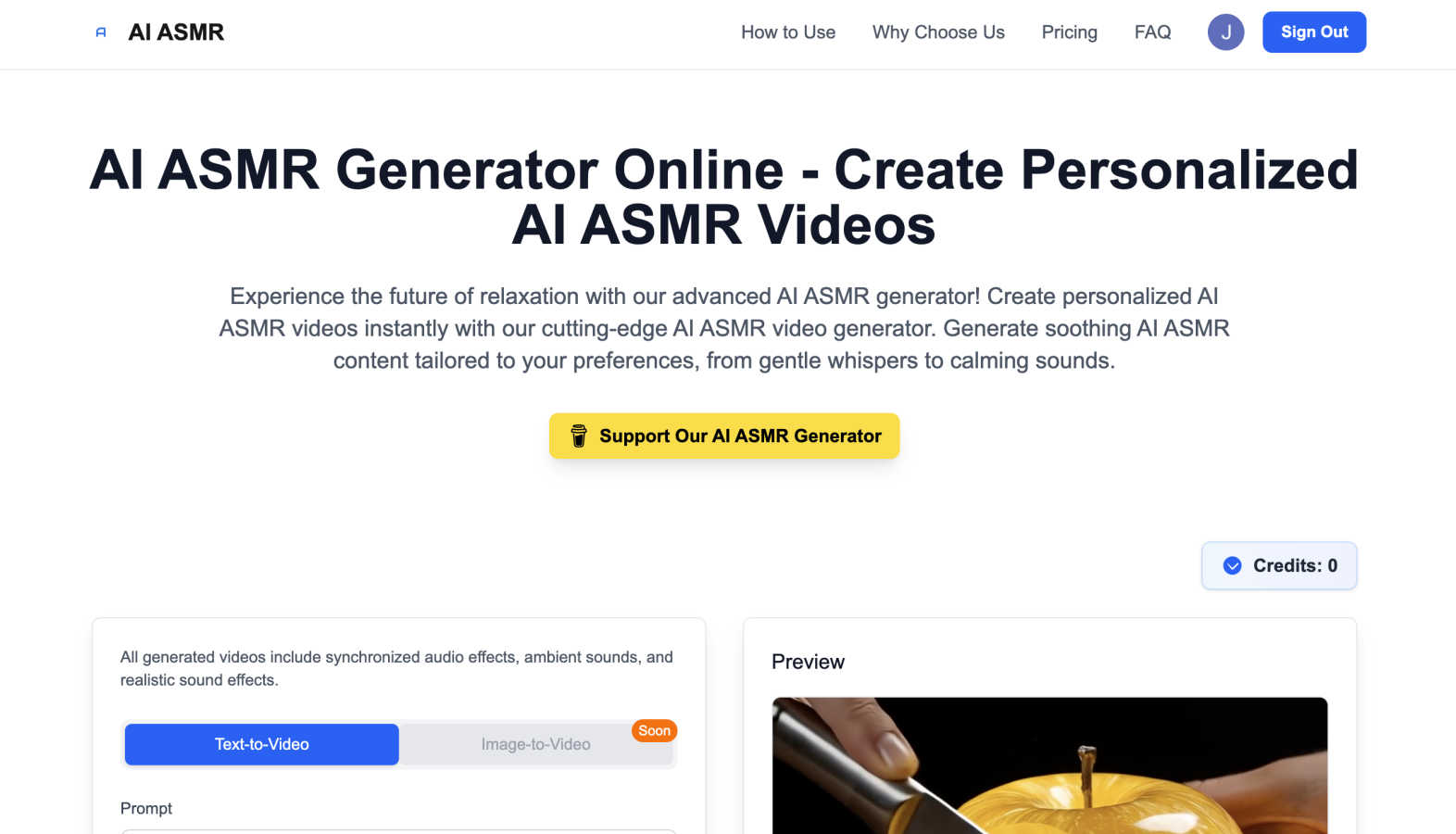 AI ASMR Generator application interface and features